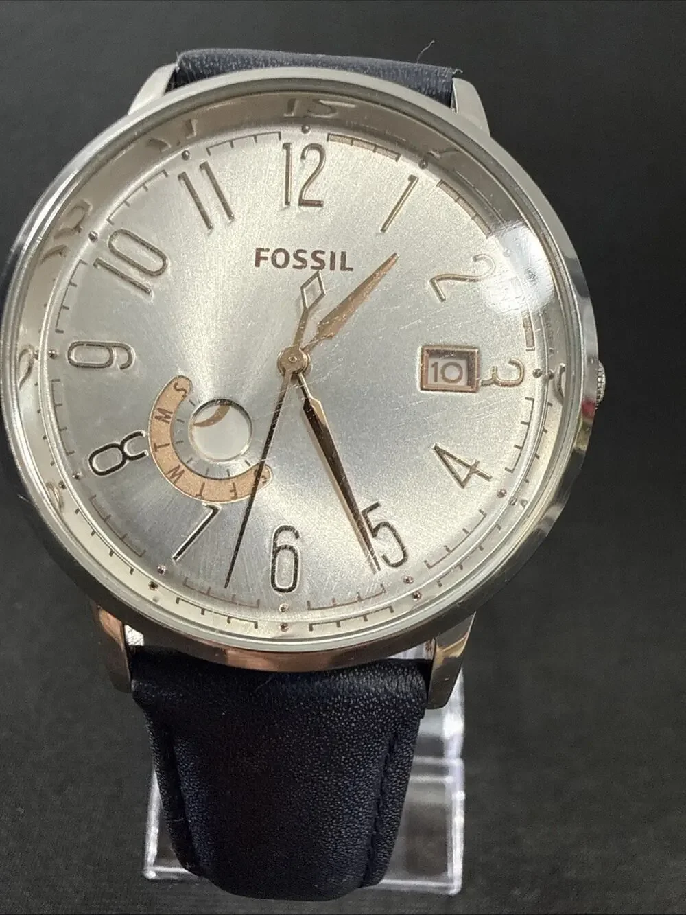 Fossil ES-3749 Vintage Muse Series 40mm Case Blue Leather Band New Battery